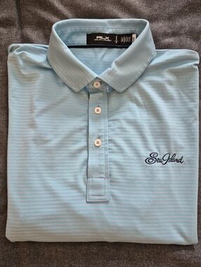 RLX Ralph Lauren Mint Green & Purple Stripe Sea Island Golf Polo Shirt - M